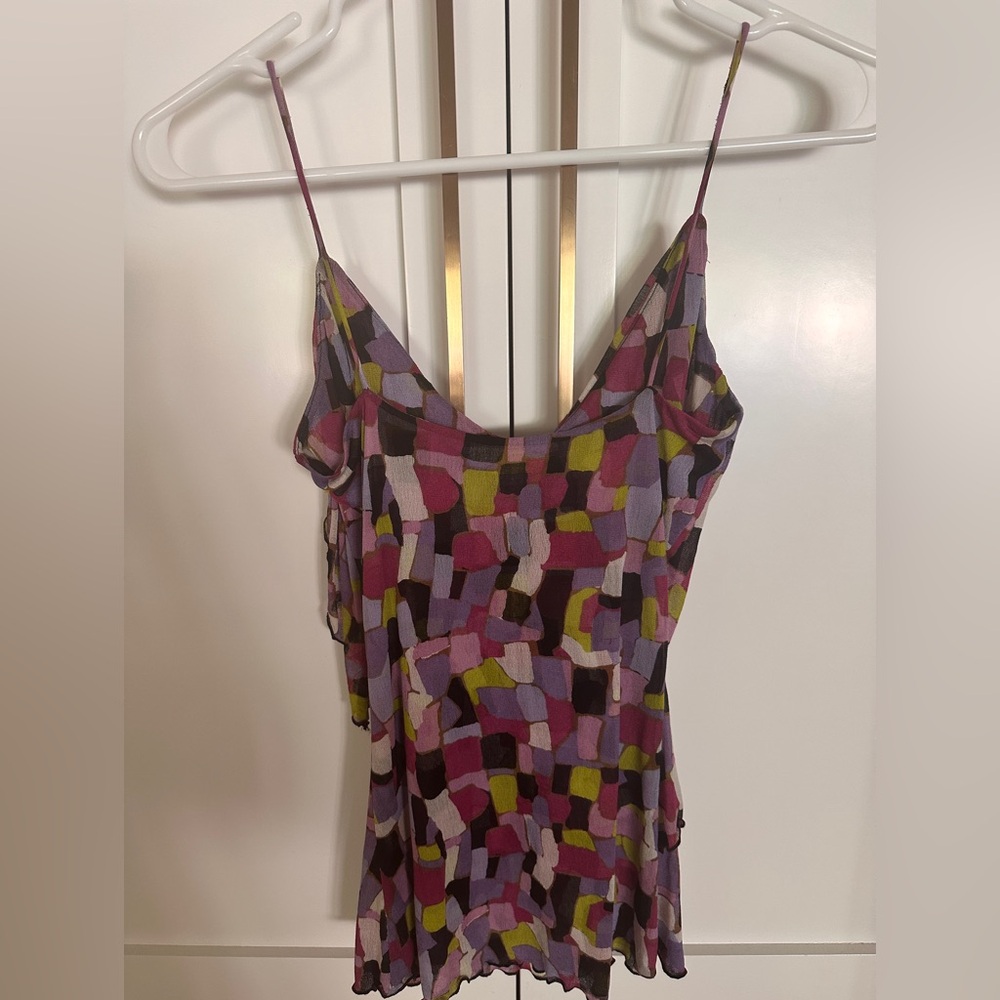 Diane Von Furstenberg Purple Pink Cowl Neck Tank Top
